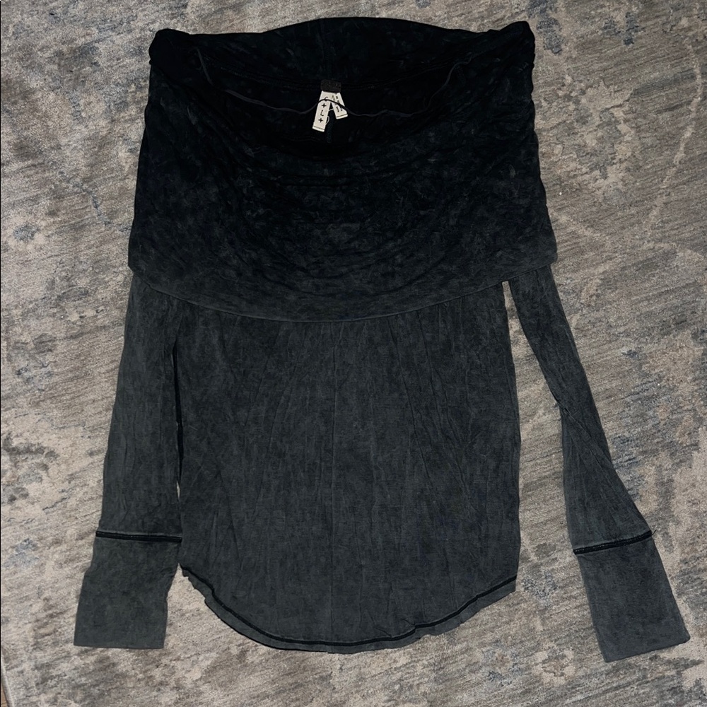 Off-Shoulder Dark Gray Long Sleeve Top
